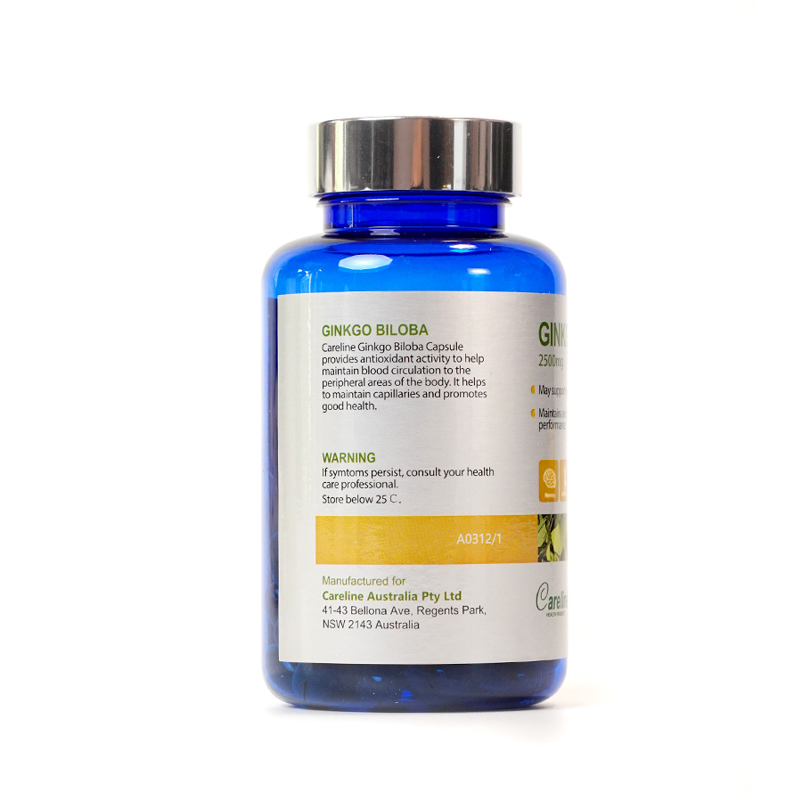 Viên uống Careline Ginkgo Biloba 2500mg cải thiện trí não Hộp 60v