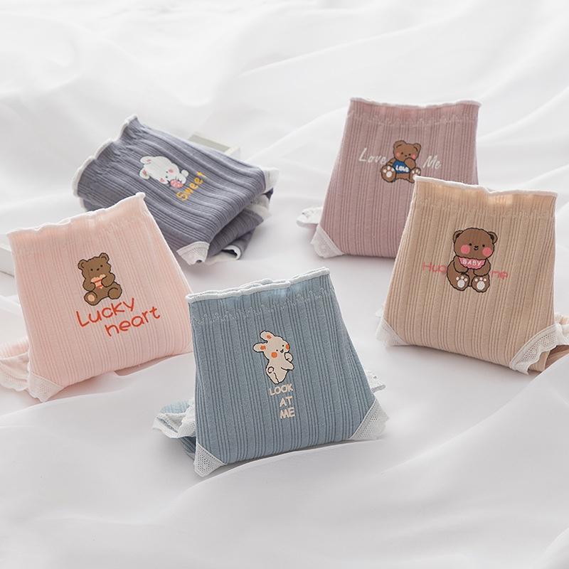 Quần lót nữ cotton gân tăm thỏ và gấu 2899