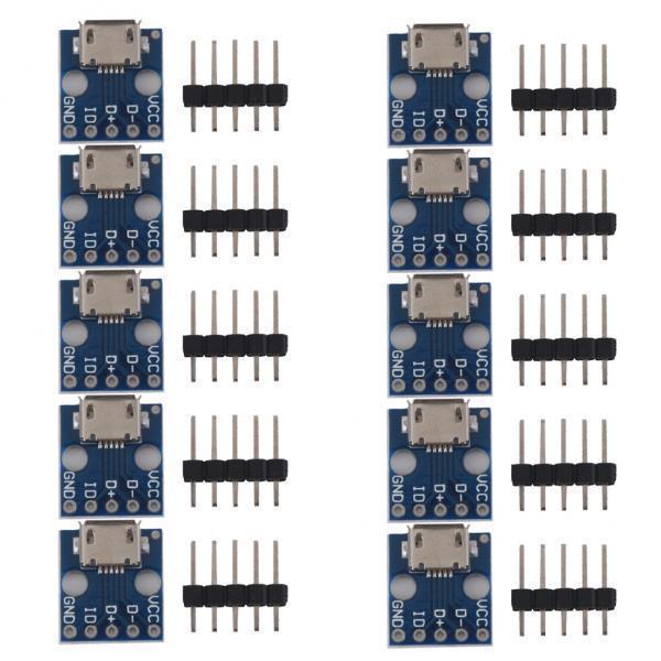 7x10pcs Female MICRO USB to DIP 5-Pin Pinboard 2.54mm micro USB type