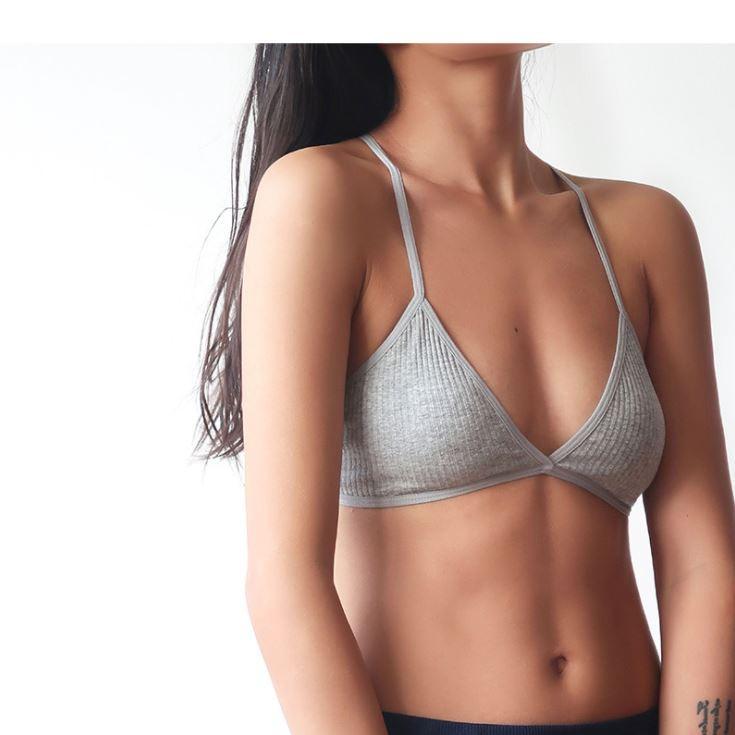 Hình ảnh Áo Bralette Cotton Siêu Mỏng Dây Chéo Không Móc, Áo Lót Không Gọng Không Đệm Mềm Mịn Tự Nhiên Cá Tính B246