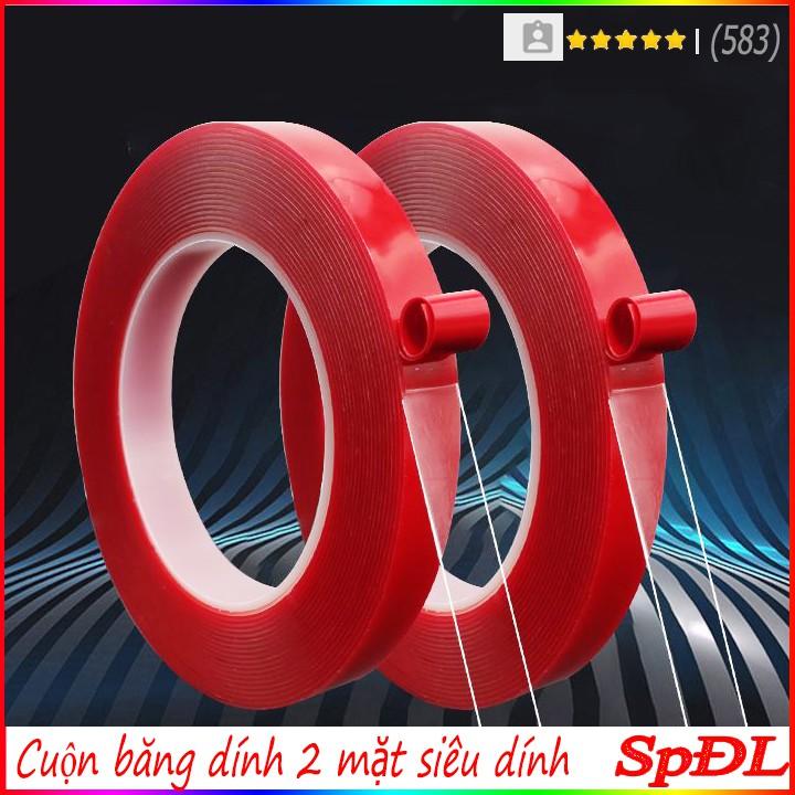 Cuộn băng dính 2 mặt trong suốt loại cường lực siêu dính kích thước 10mm x 3000mm x 1mm