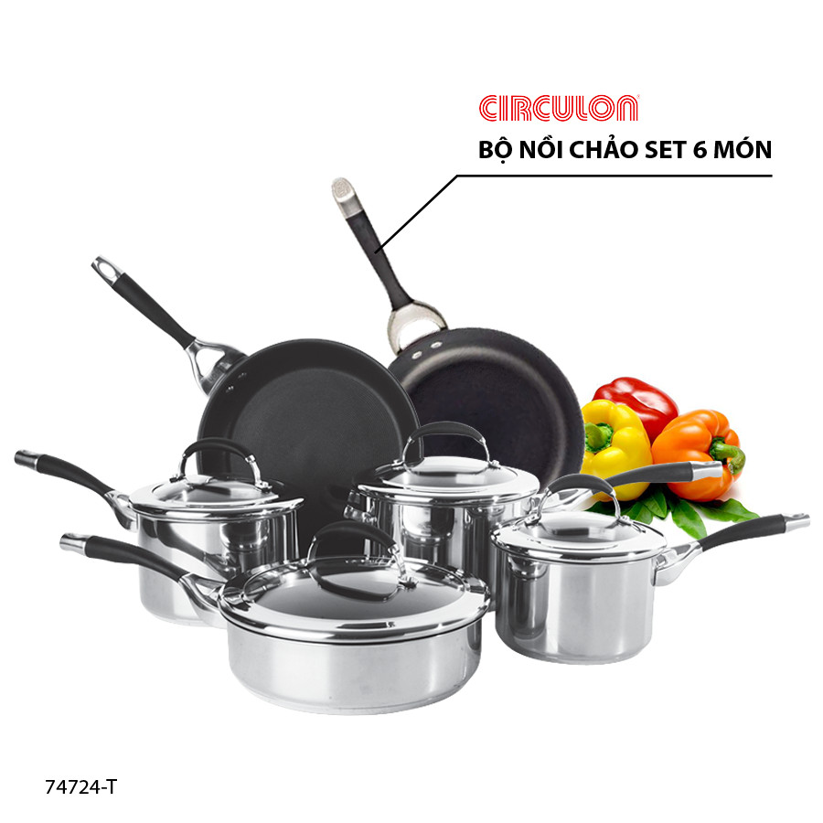 Bộ nồi chảo Circulon 6 món Inox chống dính cao cấp