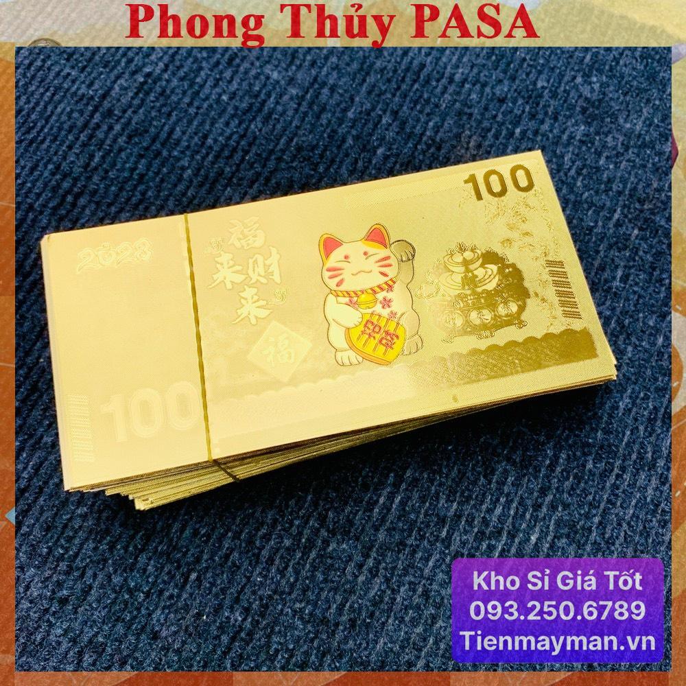 Tiền 100 Macao Hình Con Mèo Vàng 2023 lưu niệm bằng plastic - MẪU 1