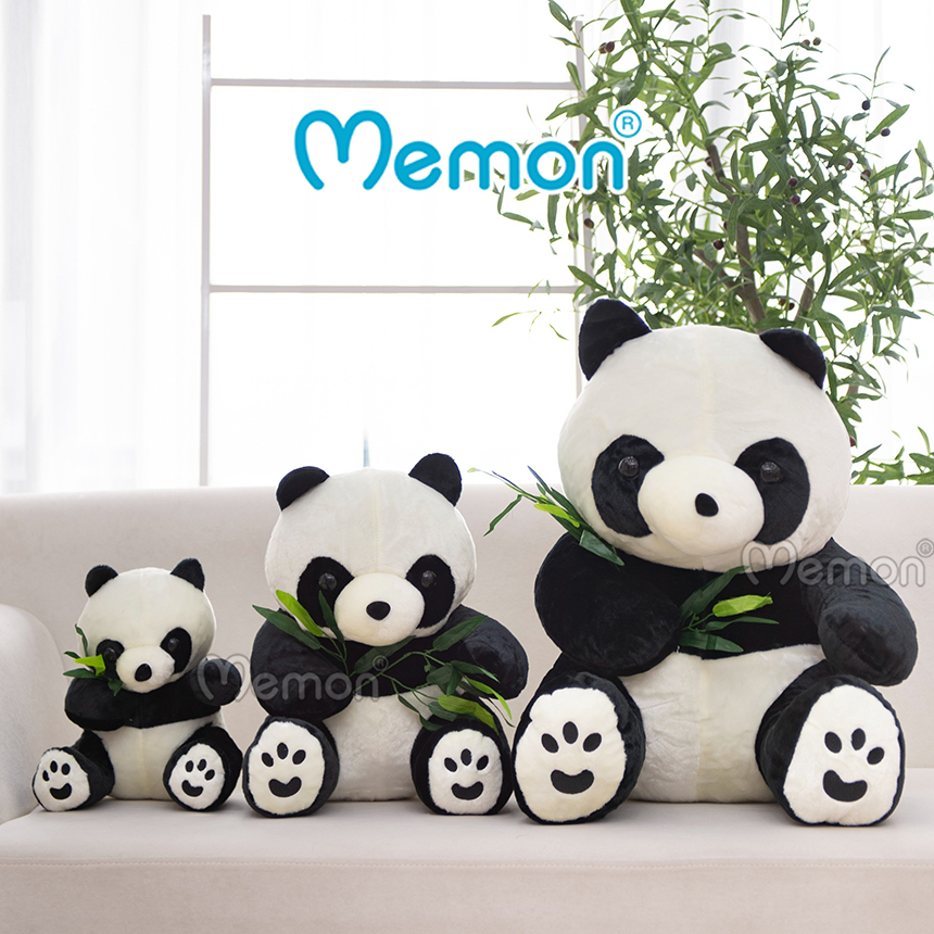 Gấu Bông Gấu Trúc Cầm Cành Trúc 25cm -55cm Cao Cấp Memon, Gấu Trúc Nhồi Bông Cute