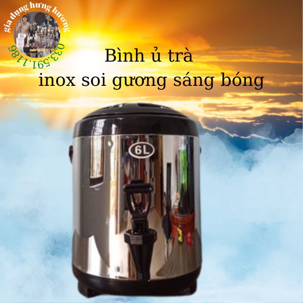 Bình ủ trà sữa giữ nhiệt chuyên dụng cụ pha chế trà sữa bartender 6 lít, 8 lít 10 lít, 12 lít