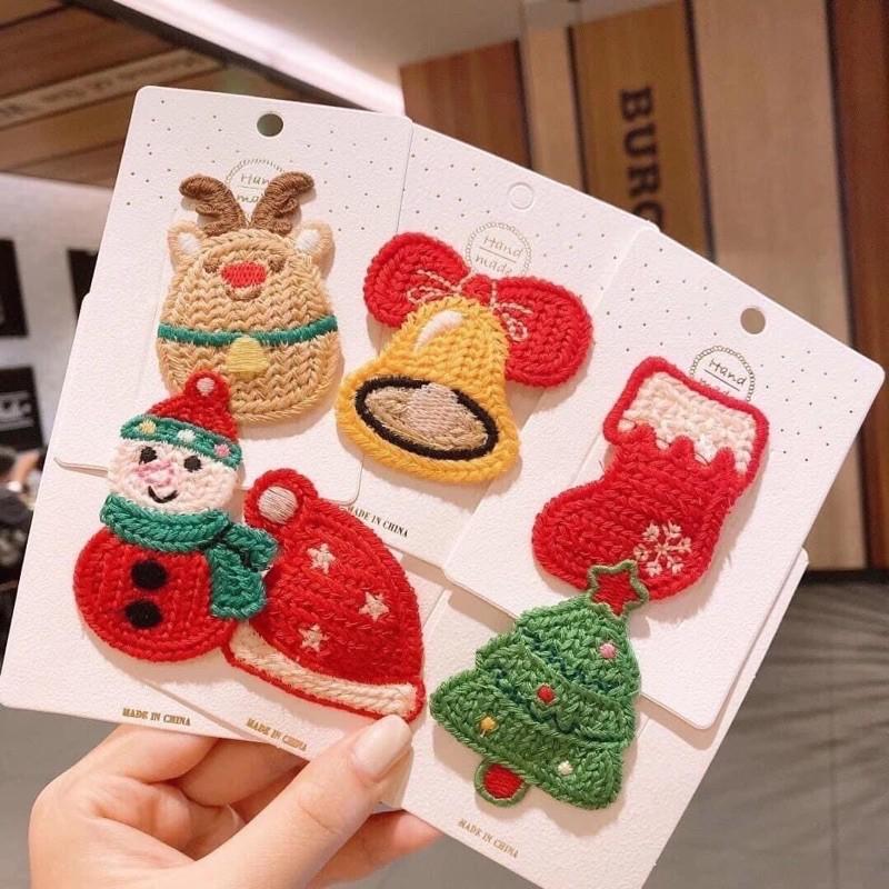 SET KẸP TÓC GIÁNG SINH ĐAN LEN 6 MÓN