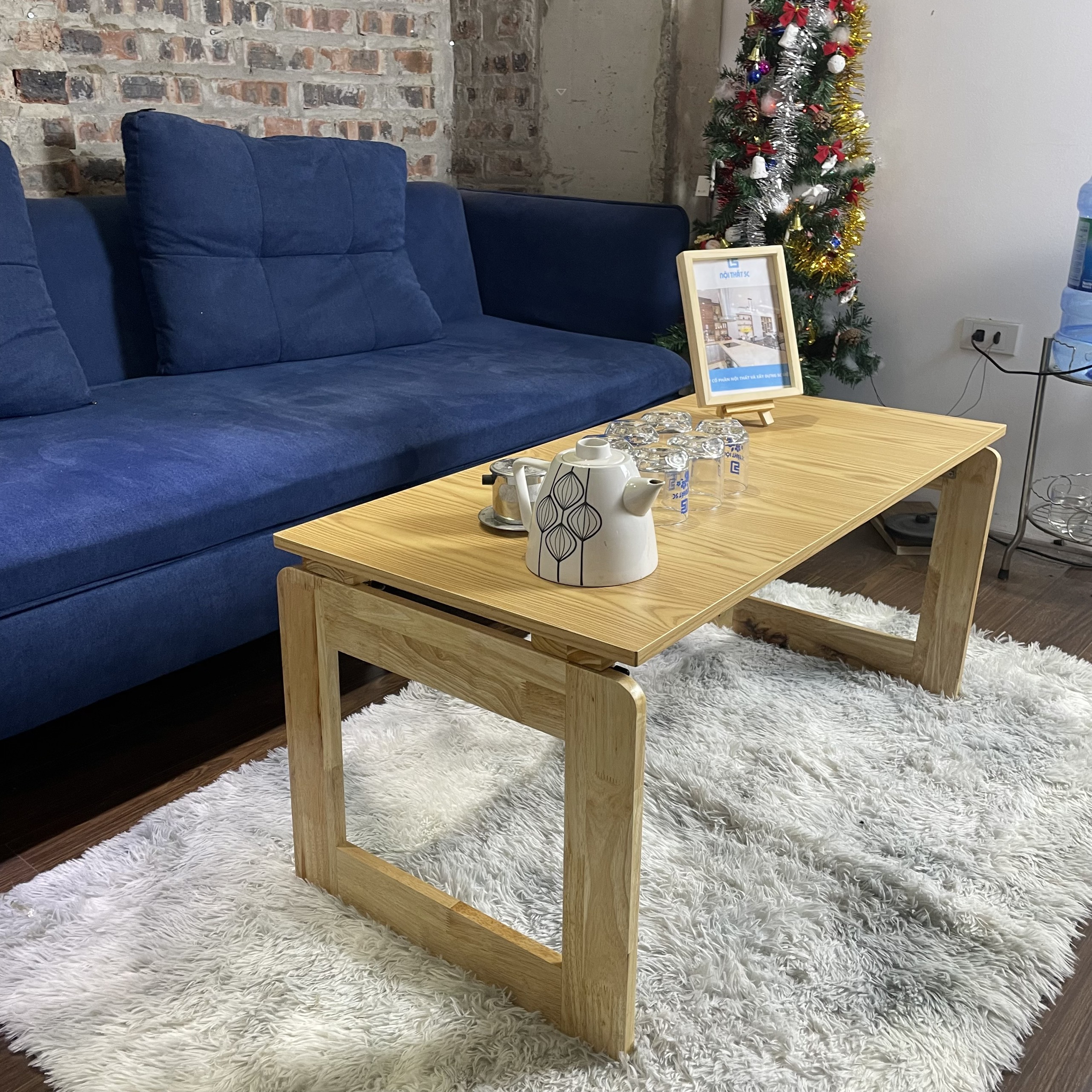 Bàn trà gỗ gấp gọn kiểu Nhật 100x48cm, bàn sofa ngồi phòng khách hoặc dùng học tập làm việc dễ dàng tiện lợi