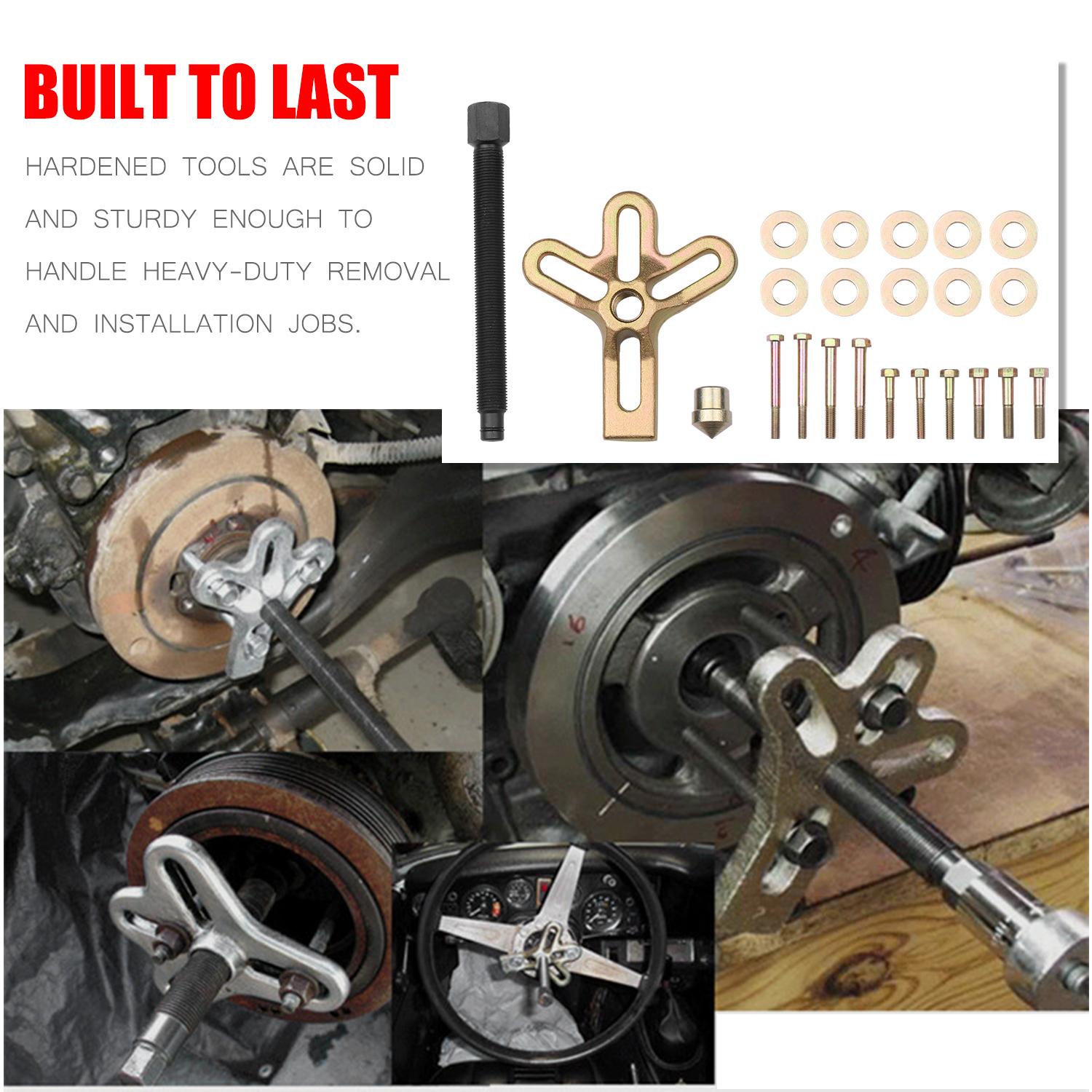 13Pcs Harmonic Balancer Puller Kit Steering Wheel Puller/Installer Crankshaft Pulley Tool for Automotive Repairs