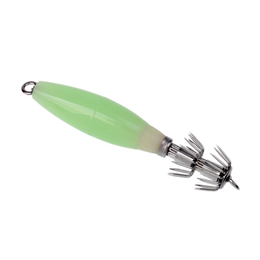 9.5cm / 3.7inch Luminous Squid Hook Umbrella Wood Shrimp Luminated Sea Fishing Fluorescent Squid Cuttlefish Sleeve Jig Fishing Lure