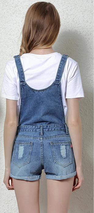 Quần Yếm Jean Nữ Wash Rách Thời Trang