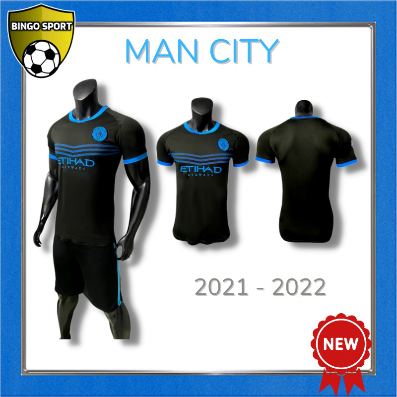 Quần Áo Bóng Đá, Đá Banh CLB MAN CITY Màu Đen - Giá Rẻ Đẹp Thun Lạnh Mẫu Mới 2021/2022  MC04TN