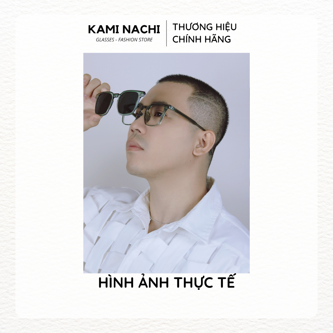 Gọng kính Clip On phiên bản vuông lớn đa năng, cắt được cận KAMI NACHI T8191