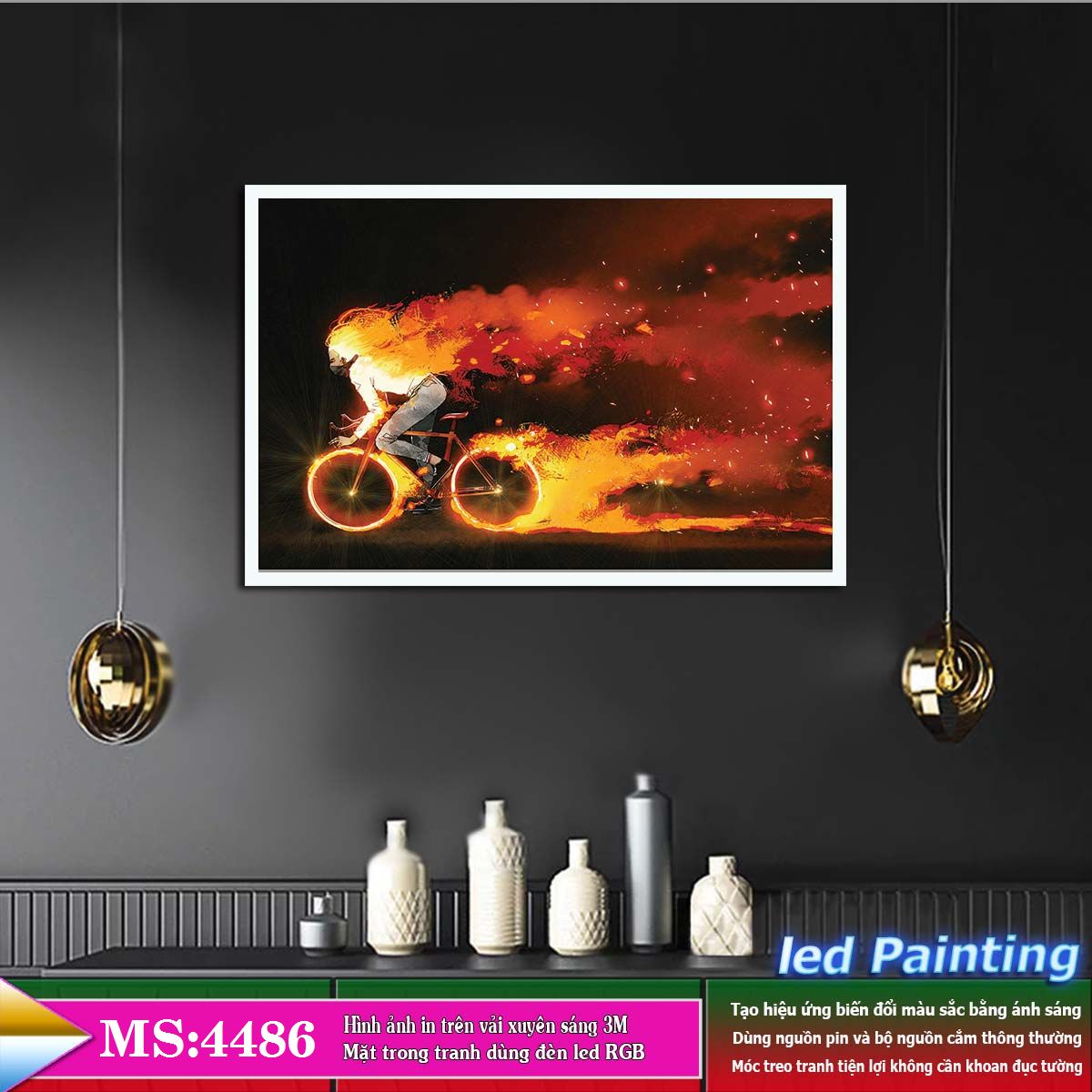 Tranh treo phòng khách, phòng ngủ hiệu ứng ánh sáng. KT: 60 x 40cm-MS:4486L6