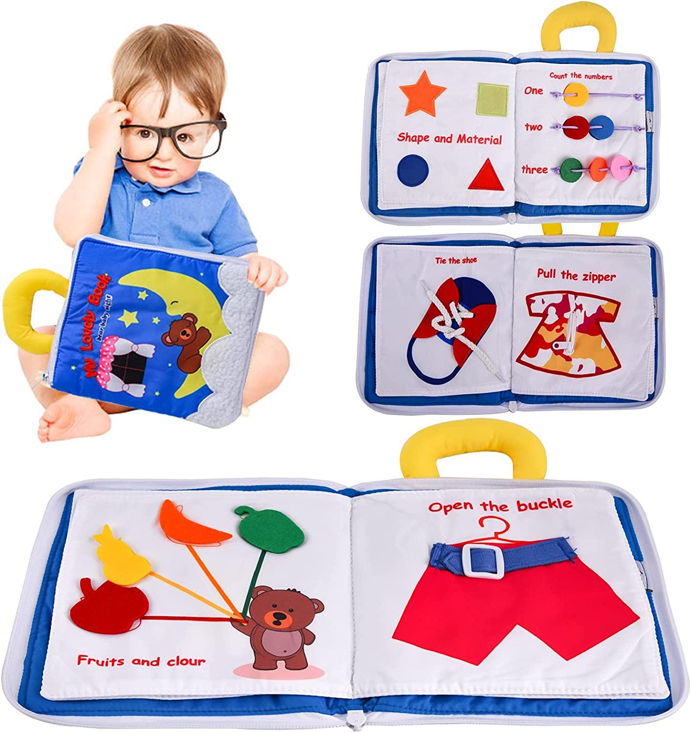 Sách vải trẻ em, sách trong vải mềm cho em bé, sách tương tác trong 3D Fabric Đồ chơi học thức đánh thức cho trẻ nhỏ, Phát triển trí thông minh cho bé em bé
