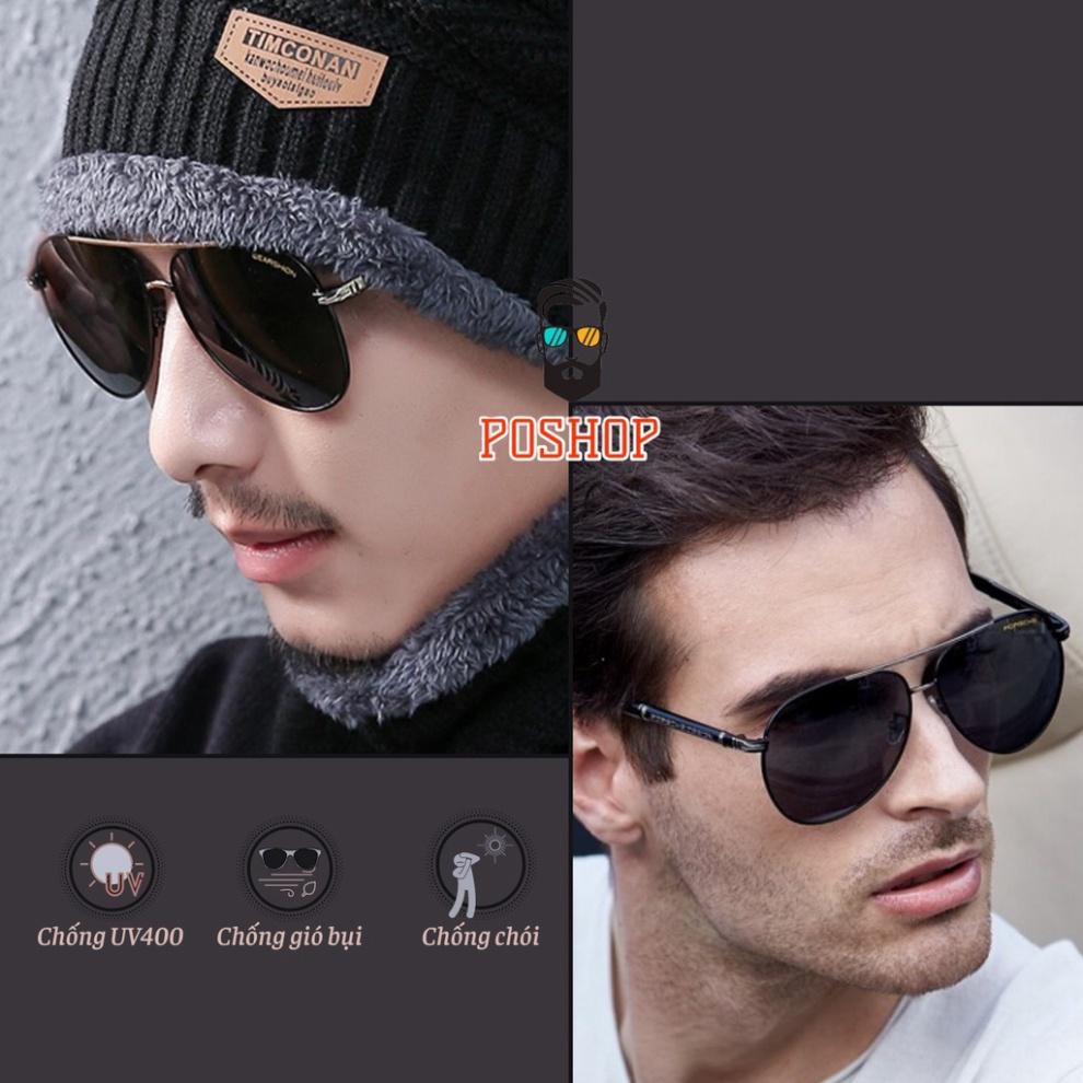 Kính mát nam POSHOP tròng phân cưc polaroid uv400 chóng chói gọng phi công cổ điển thời trang dễ đeo PO8738