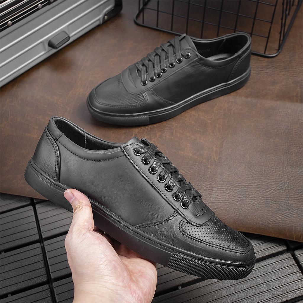 Giày Thể Thao Nam AROTI Chất Da Bò Đẹp Cao Cấp,Đế Sneaker Khâu Chắc Chắn, Tăng Chiều Cao 3cm G613-Đục Thân Giày