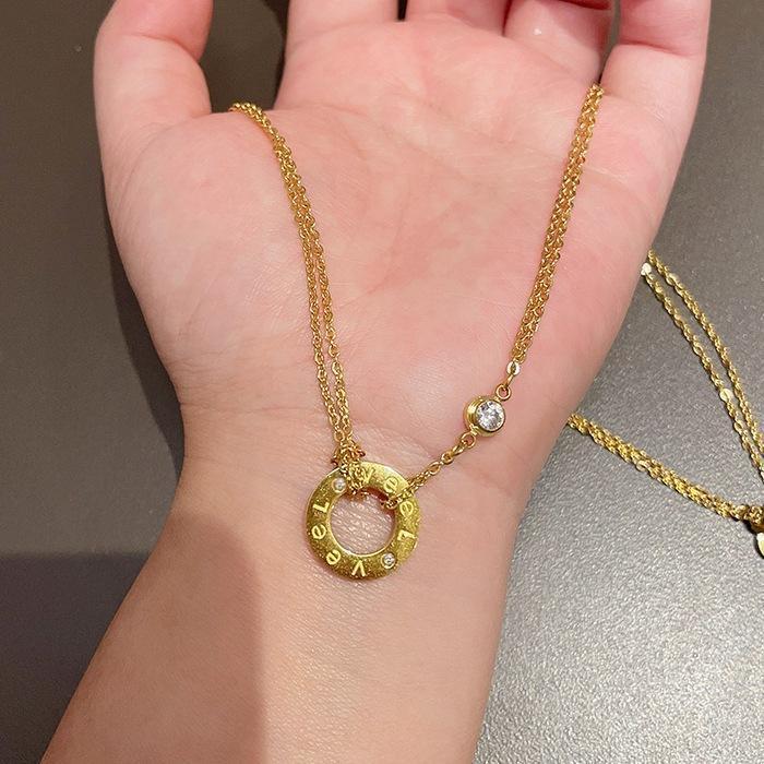 Dây chuyền nữ titan thời trang mặt hình tròn thép không gỉ trangsucpt có 3 màu sắc DCNUT07