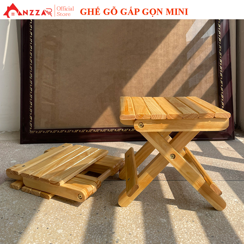 Ghế gỗ gấp gọn mini,  ghế ban công ngoài trời, dã ngoại, du lịch GG-02