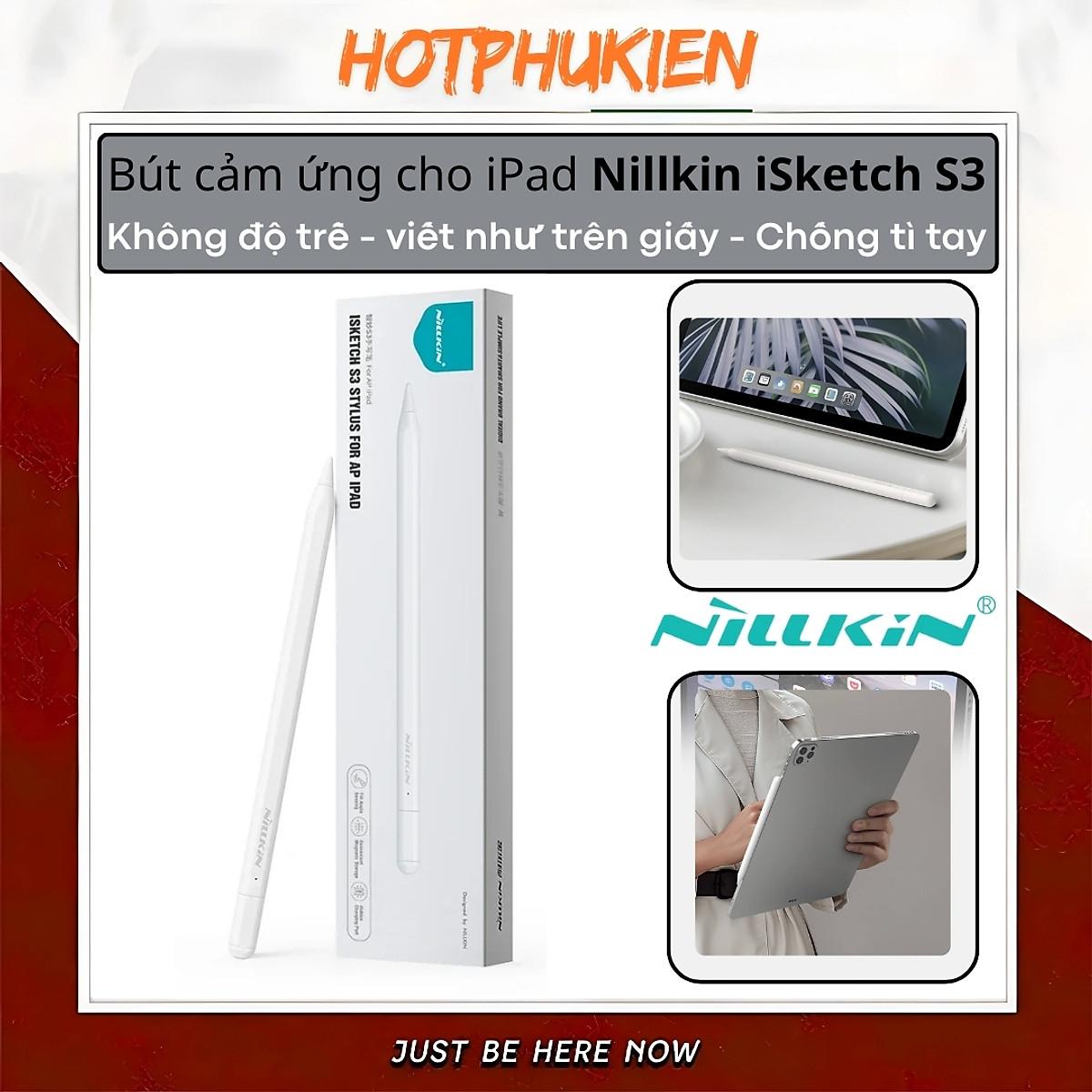 Bút cảm ứng hỗ trợ tì tay, siêu mượt cho iPad đời 2018 trở lên hiệu Nillkin iSketch S3 cho iPad Air Pro 11 12.9 13 Air 4 5 6 2018 10.2 - Hàng nhập khẩu