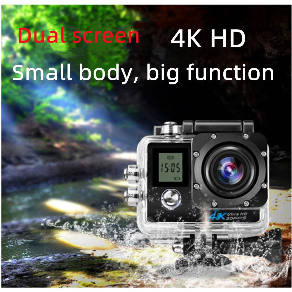 Màn hình kép phía trước và phía sau chống nước 4K HD với điều khiển từ xa Camera thể thao WIFI ngoài trời 170 ° DV lặn chụp ảnh trên không