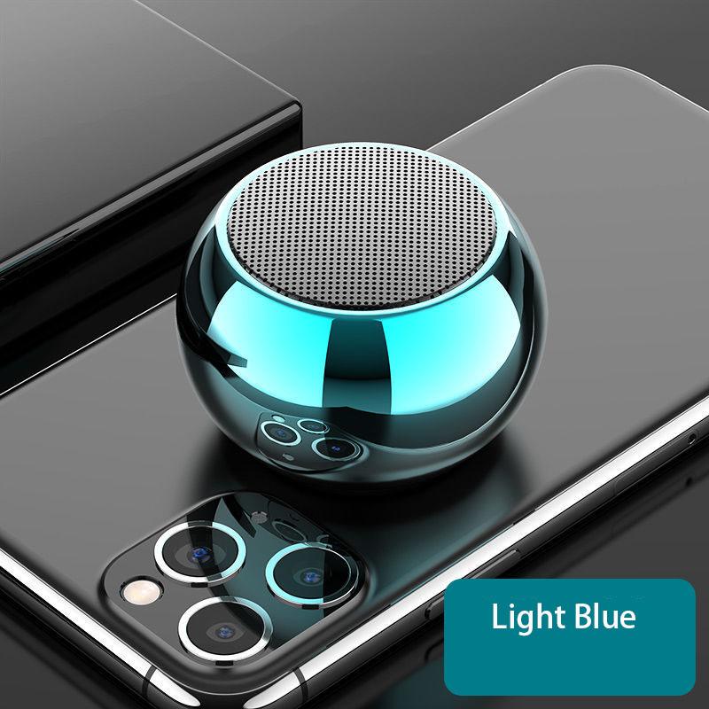 Loa Bluetooth mini có Mic Hộp âm thanh không dây Âm nhạc HiFi Điện thoại di động Máy tính bảng Loa kim loại Loa siêu trầm di động thể thao Màu sắc: Xanh dương nhạt