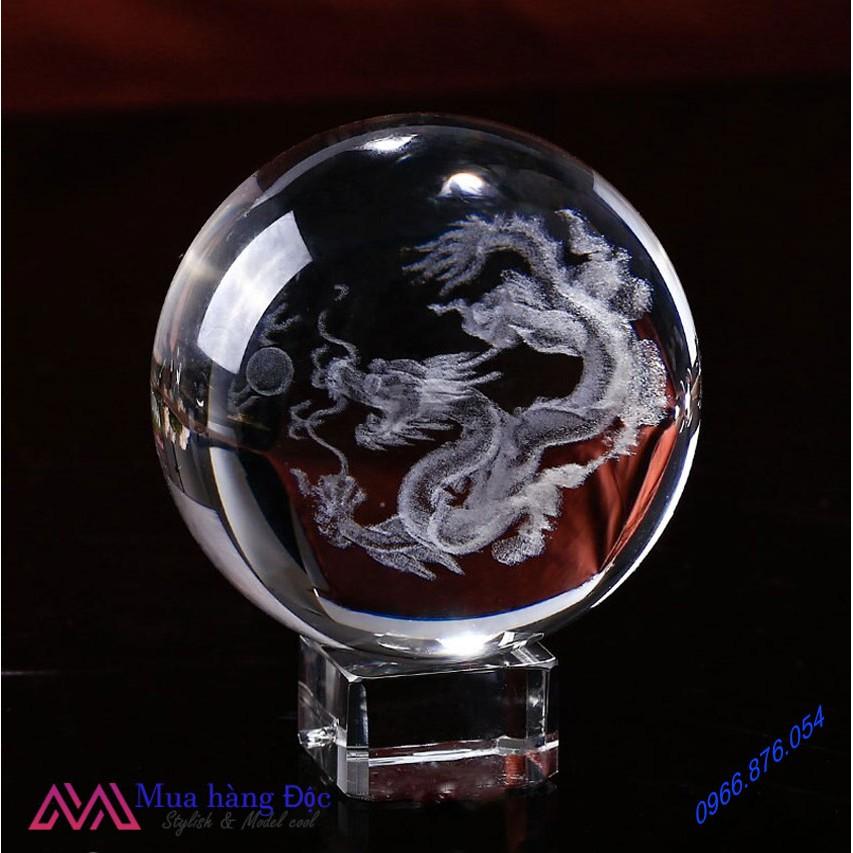 Quà Tặng Quả Cầu Pha Lê Khắc Laser 3D Led Rồng DRAGON