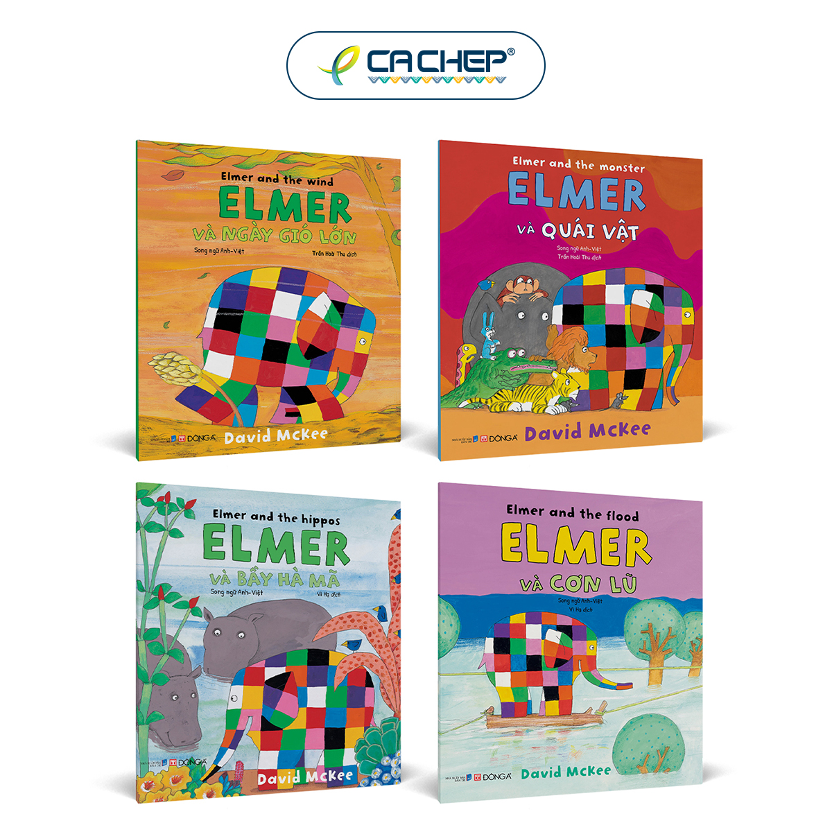 Combo 4 cuốn Elmer (Song ngữ Anh - Việt) - Tặng 4 sticker đồng bộ