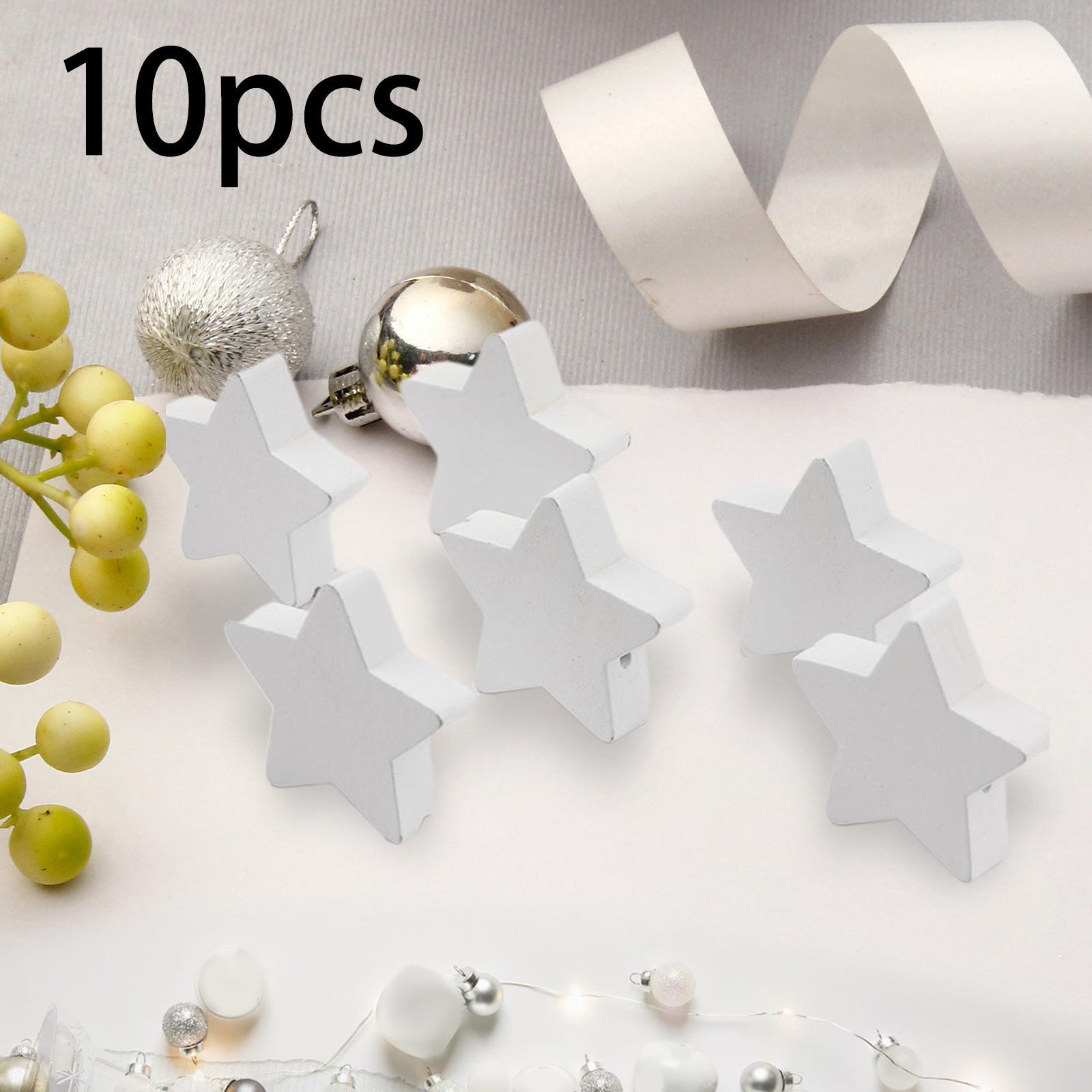 10x Star Shaped Wooden Beads Spacer Beads White for Home Decor DIY Supplies