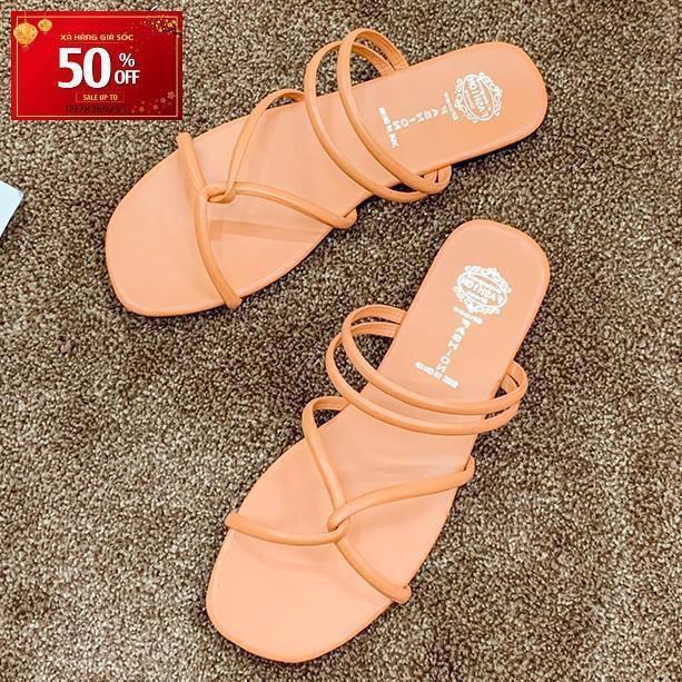 - Sandal Bệt Quai Chéo Da Mềm Nữ Đi 2 Thiết Kế Trẻ Trung - 3182