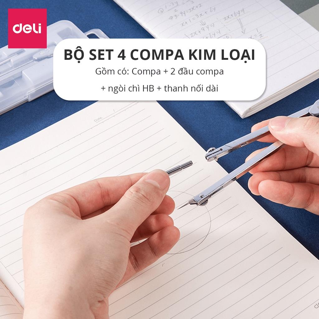 Bộ Compa Kim Loại Chì Bấm Deli - Phù Họp Vẽ Tranh Thiết Kế Chuyên Dụng Cho Học Sinh Vẽ Kỹ Thuật Học Sinh Vẽ Đường Tròn Hình Học - 8601