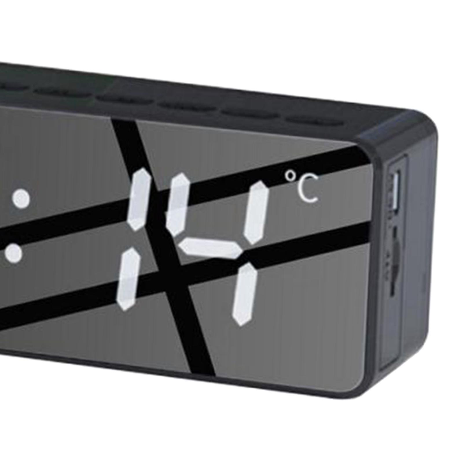 Bluetooth Speaker Large Display with Timer USB TF Card Desktop Bedside - Black,