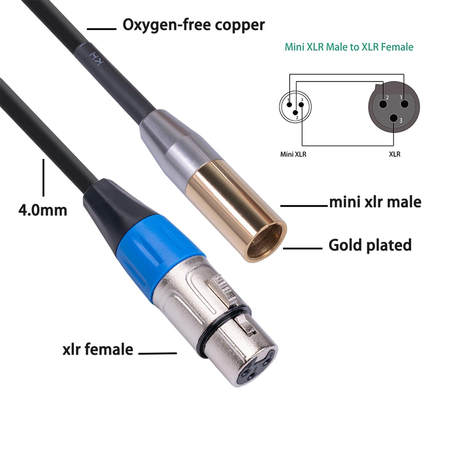 Mini XLR Male to XLR Female Adapter Cable, 3-pin Mini XLR Male to XLR Female Adapter Cable, for BMPCC 4K Camera Video Assist 4K Sharp 8K