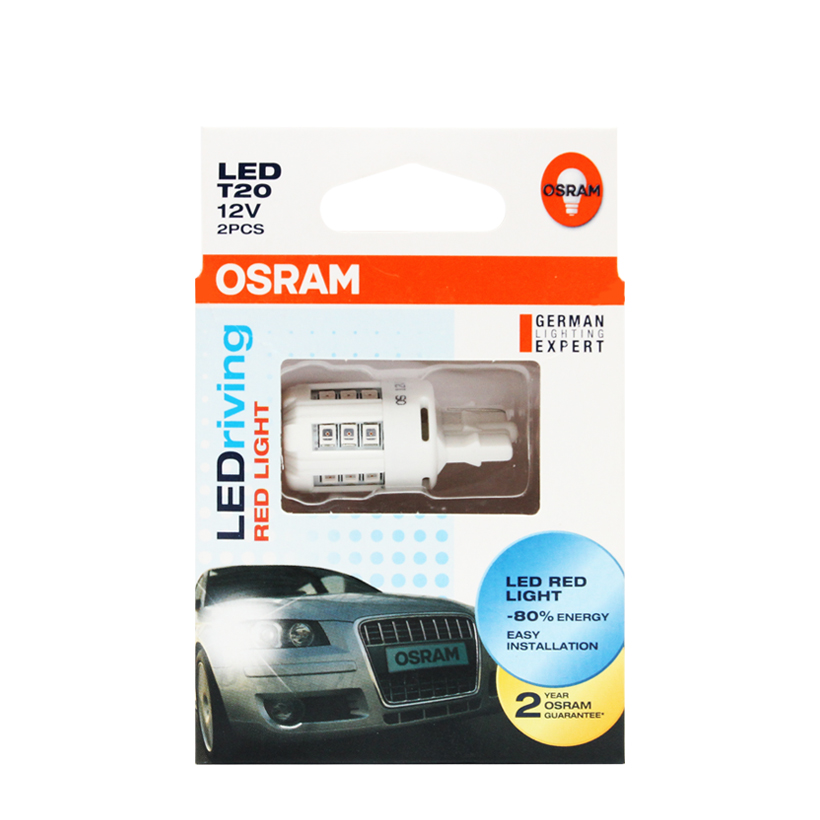 Combo 2 Bóng Đèn Led Chân Ghim Nhỏ OSRAM Standard Retrofit W21W 12V Màu Đỏ