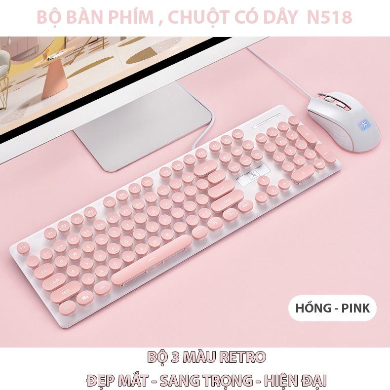 Bộ bàn phím chuột máy tính Coputa chuột bàn phím giả cơ có dây dễ thương nhiều màu sắc N518