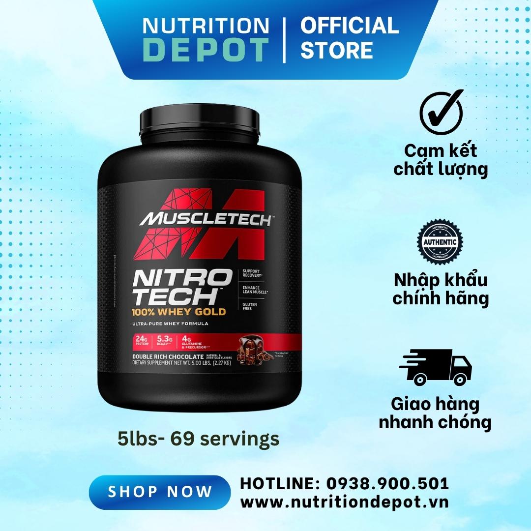 Sữa tăng cơ Nitrotech Whey Gold Muscletech 5lbs 69 lần dùng, Tăng cơ và phục hồi cơ nhanh chóng