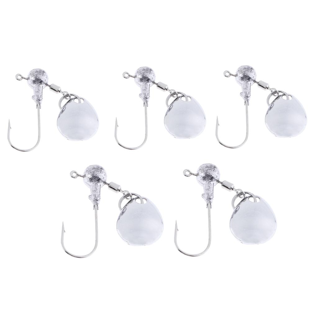 5x Fishing Ball Jig Heads Spinner Jigs Single Hook for Bass Fishing