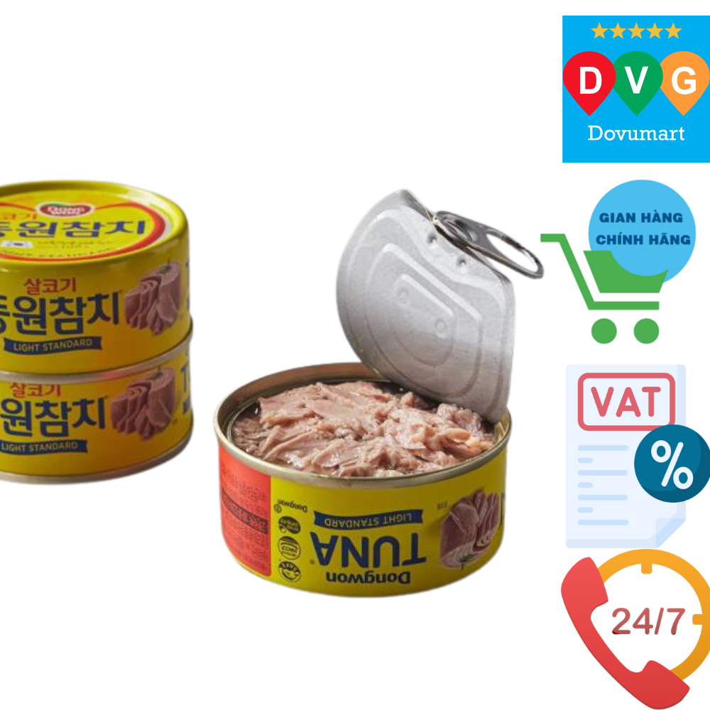 Cá Ngừ Trắng Không Cay Dongwon Hàn Quốc Hộp 250G / 동원) 동원참치 라이트 스텐다드 250G