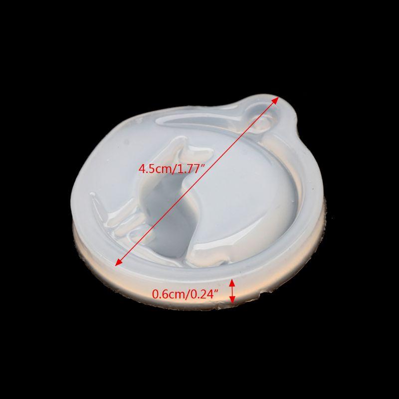 Khuôn Silicone Làm Mặt Dây Chuyền Hình Mèo Ngồi Trên Mặt Trăng Handmade