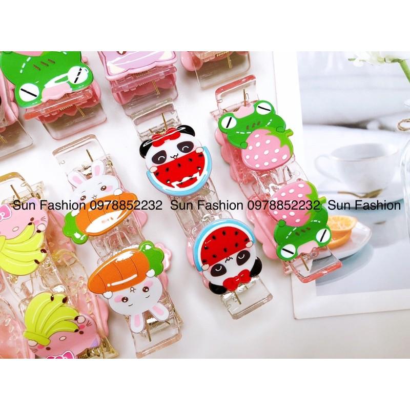 Kẹp càng cua trong suốt 3 răng, 5 răng hình thú, con vật, hoạt hình, trái cây, 12 con giáp màu sắc đáng yêu