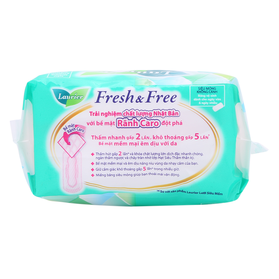 Combo 6 Băng Vệ Sinh Laurier Fresh &amp; Free Siêu Mỏng Không Cánh - 8 Miếng