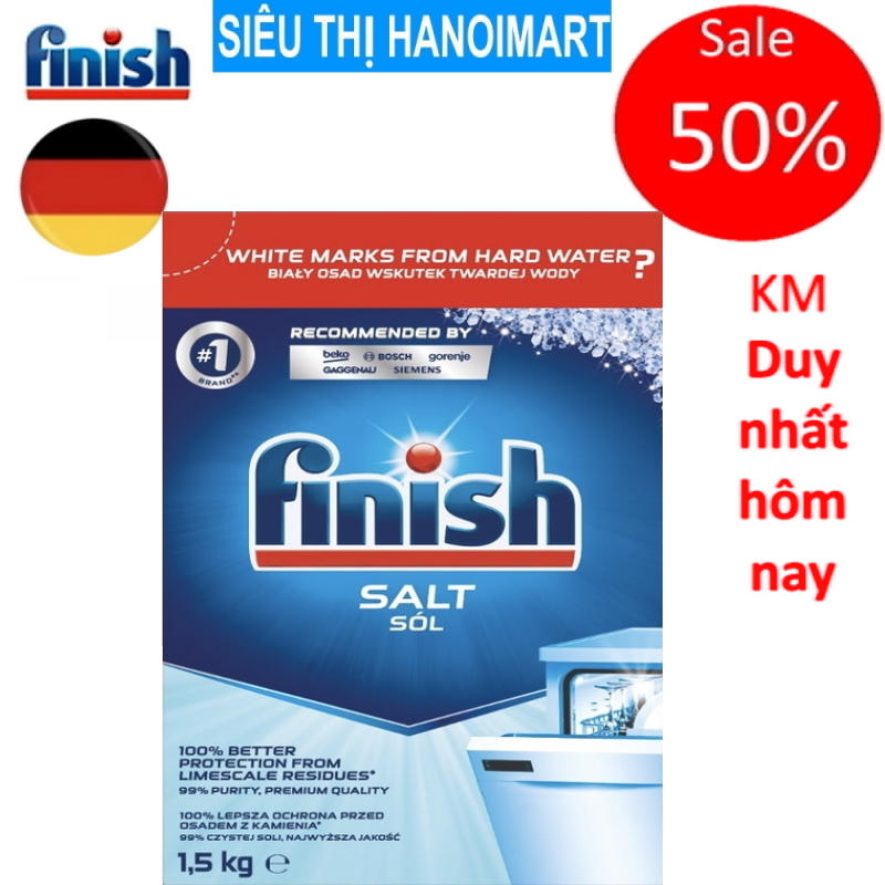 Muối làm mềm nước Finish 1.2kg dùng cho máy rửa chén bát