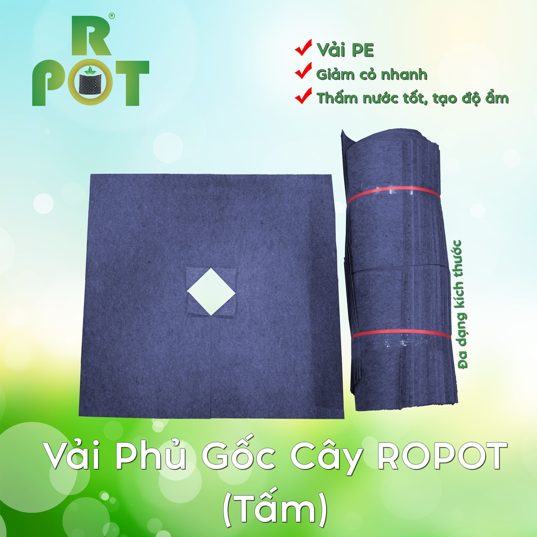 Tấm Vải Phủ Gốc Cây 1.5m x1.5m - Combo 5 tấm