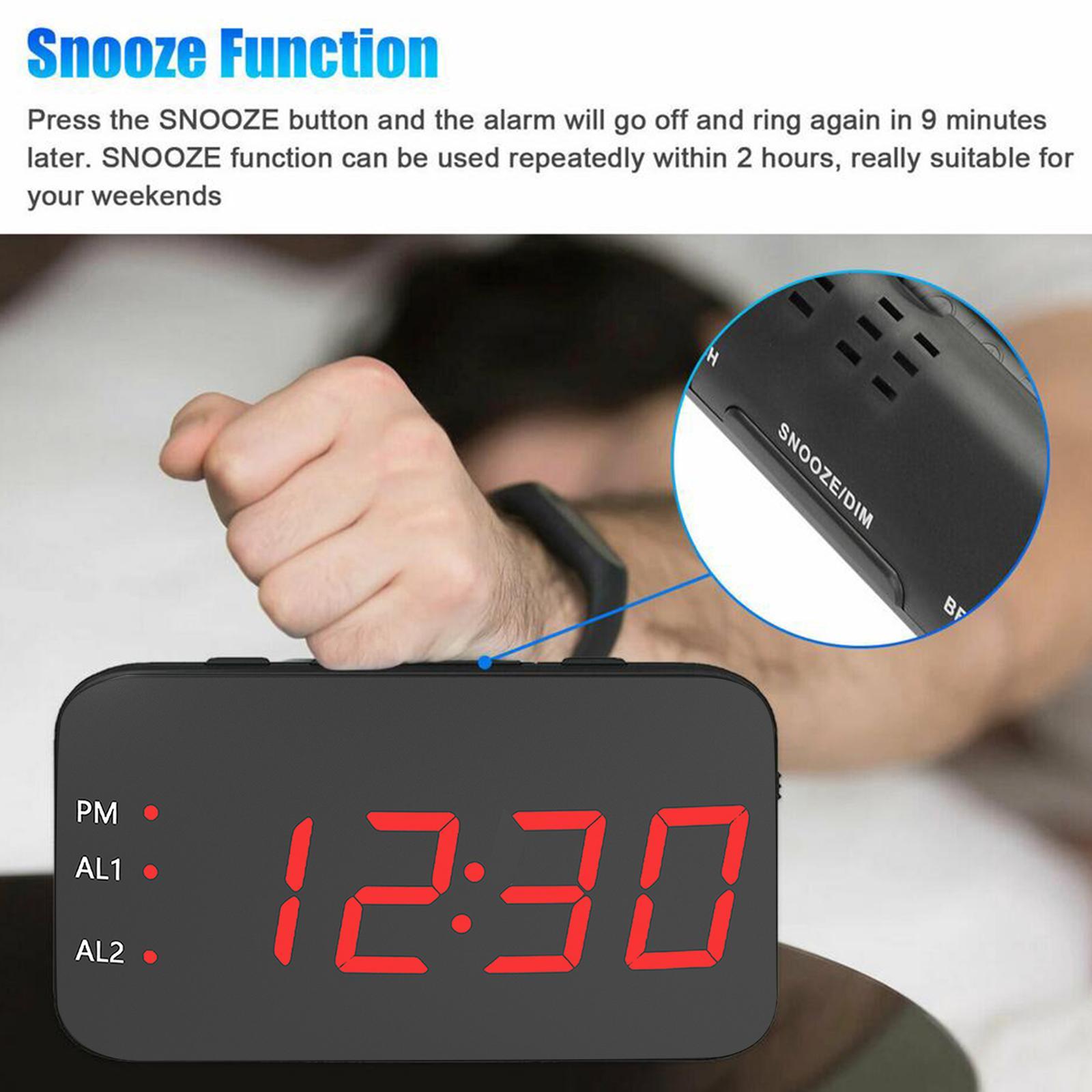 Digital Clock Led LED Display Snooze Desk Temperature Display Red