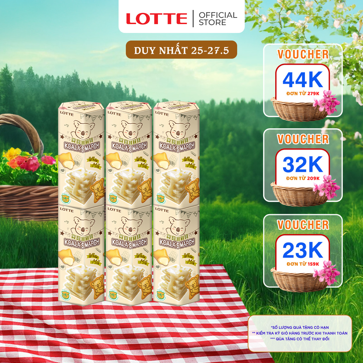 Combo 6 hộp Bánh gấu Koala's March nhân sô cô la trắng 37 g