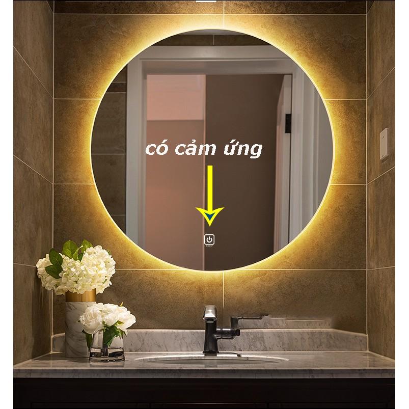 Gương tròn đèn led trang điểm treo tường cảm ứng thông minh kích thước D70 - guong mirror