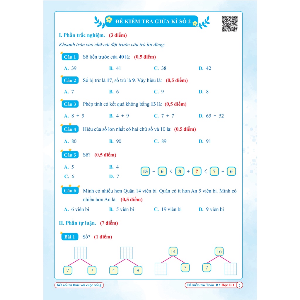 Sách - Combo 4 Cuốn Đề Kiểm Tra Toán - Tiếng Việt 2 - Cả năm - Kết Nối Tri Thức Với Cuộc Sống 