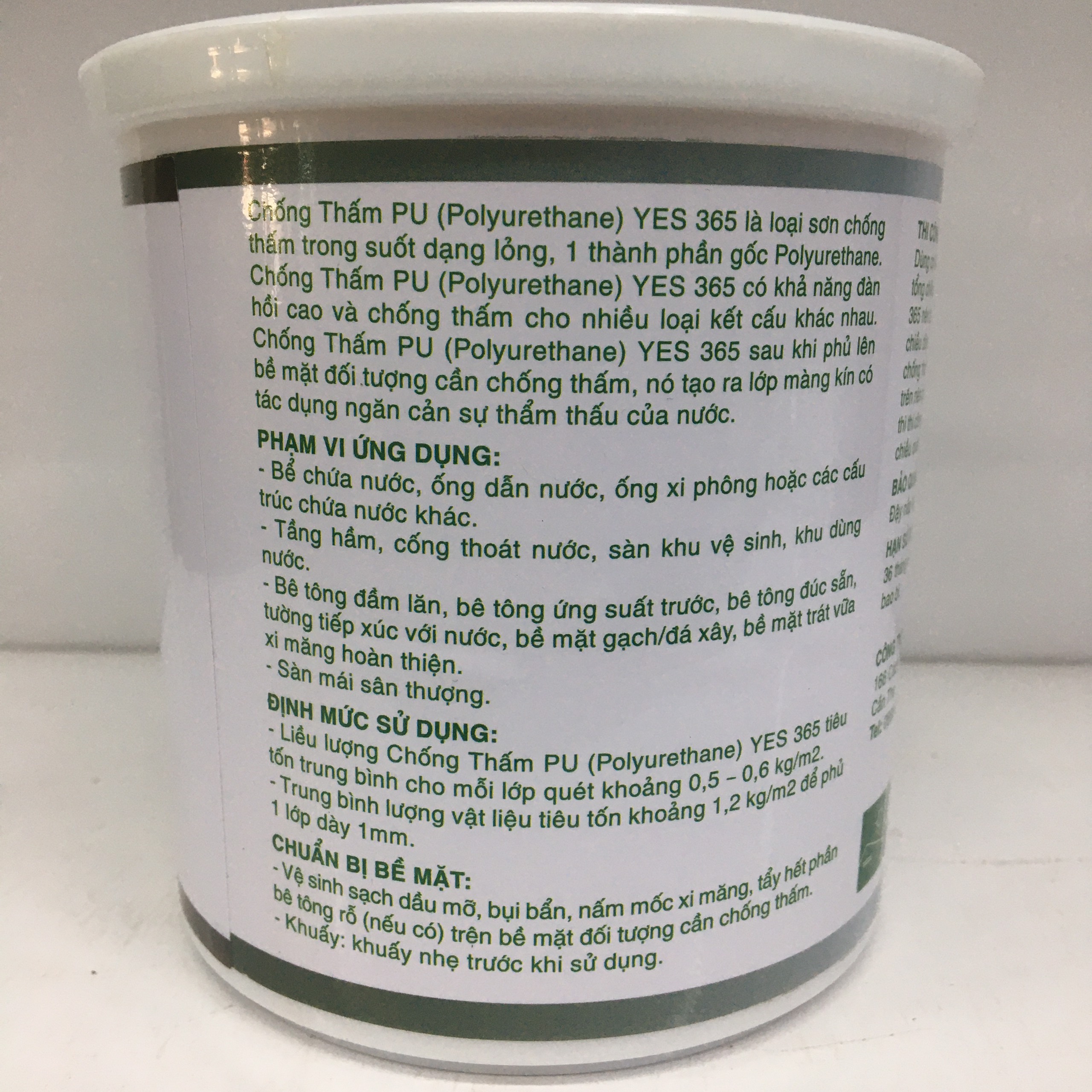 Keo chống thấm nước YES PU 635 cho tường, sàn, vết nứt màu trong suốt lon 1kg - lon 5kg