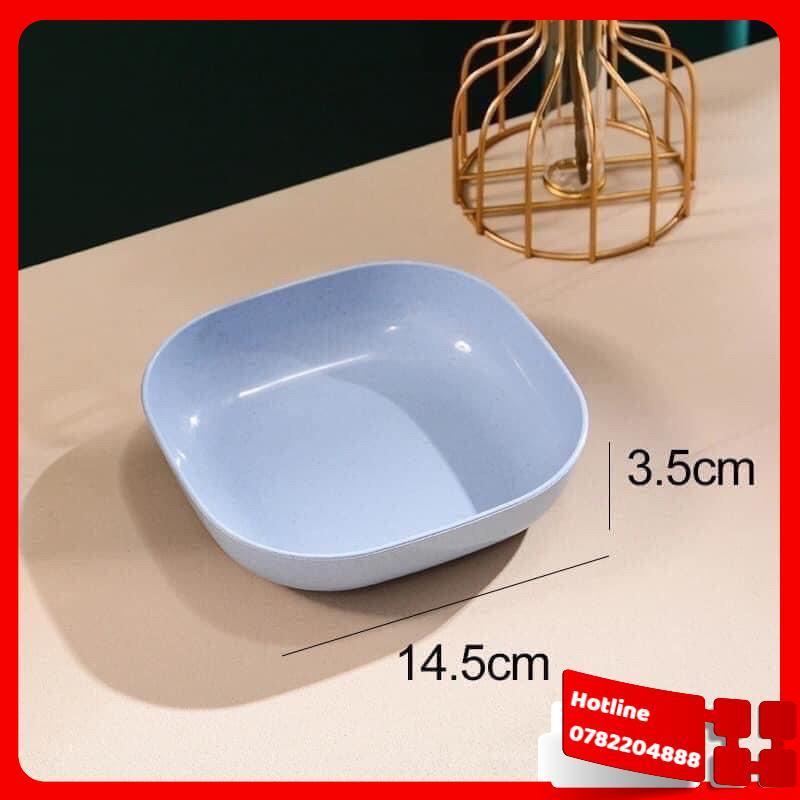 Sét 8 Bát Đĩa Lúa Mạch Chữ Nhật Màu Pastal Siêu Xinh - Loại Tốt