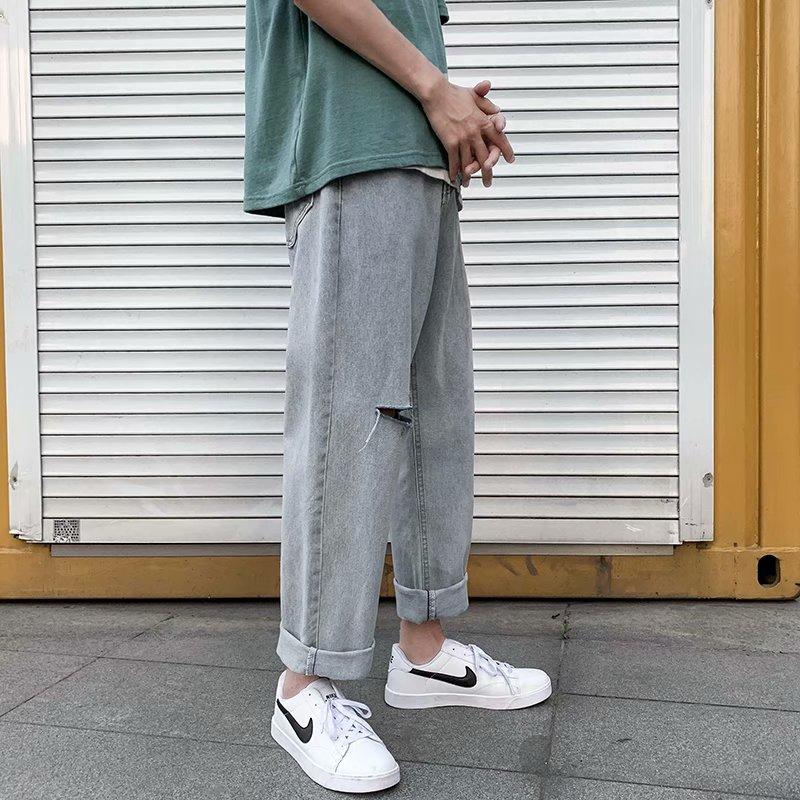 Quần Jeans Ống Đứng In Hình Hoa Cúc Cá Tính Thời Trang Cho Nam