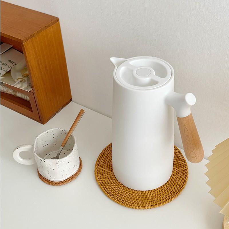 Đĩa đựng nước sốt "OuleiBình nước giữ nhiệt bằng kính cỡ lớn có tay cầm bằng gỗ tiện dụng